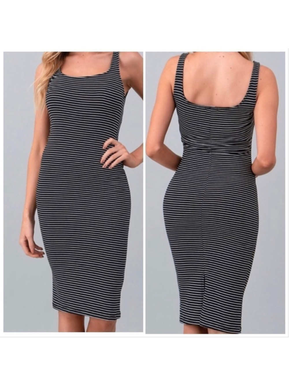 Heart & Hip body con striped dress black white size Medium